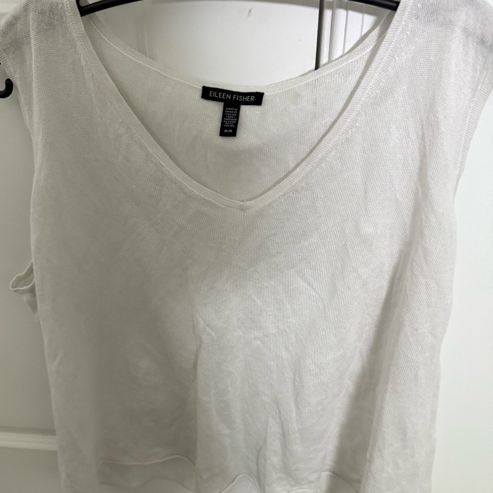 Eileen Fisher White Sleeveless Tank Top